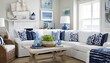 © JL Designs - blue and white nautical coastal decor room