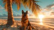German Shepherd dog on the beach