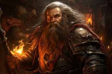 Wall Mural - A battle-hardened dwarf warrior, renowned for skill with a warhammer and unyielding determination. - Generative AI