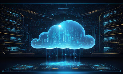 Cloud computing technology concept. Futuristic illustration