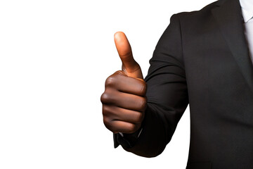 Wall Mural - Businessman showing thumb up gesture isolated on transparent background