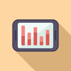 Wall Mural - tablet seo chart icon flat vector. universal graph. information market