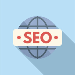 Wall Mural - global seo market icon flat vector. rank platform. net explore seo