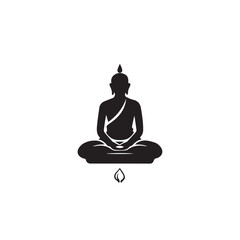 Buddha in cartoon, doodle style . Image for t shirt. Isolated 2d vector illustration in logo, icon, sketch style, Eps 10, black and white. AI Generative