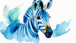 dynamic portrait of a zebra, watercolor style illustration
