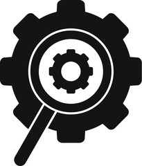 Wall Mural - gear glass magnifier icon simple vector. rank boost. audience market