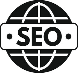 Sticker - Global seo market icon simple vector. Rank platform. Net explore seo