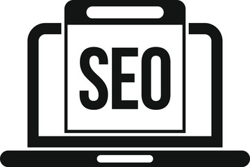 Wall Mural - seo laptop engine icon simple vector. boost market. website chart