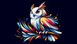 colorful flecked owl illustration 