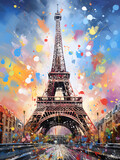 Fototapeta Paryż - Abstract illustration of Eiffel Tower