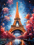 Fototapeta Paryż - Eiffel Tower art painting