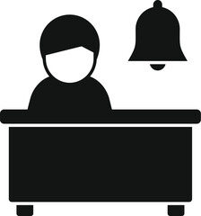 Poster - Alert desktop work icon simple vector. Asleep worker. Business office desk