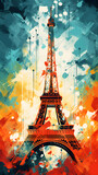 Fototapeta Paryż - Abstract illustration of Eiffel Tower