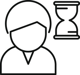 Poster - Make time for late work icon outline vector. Tired person. Business online