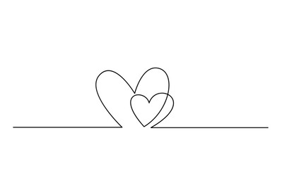 Hearth love continuous line hand writing illustration