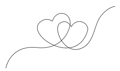 Wall Mural - Hearth love continuous line hand writing illustration