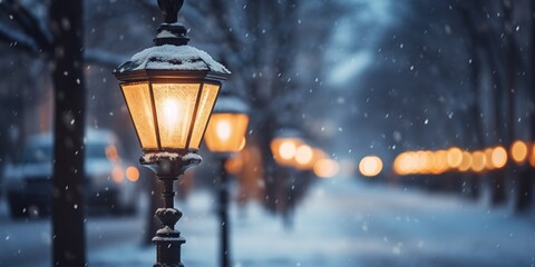 Wall Mural - lantern in the snow