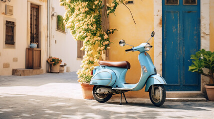 Wall Mural - vintage scooter in a mediterranean town