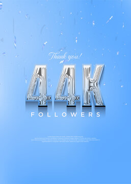 44k thank you followers with bright blue numbers and with a cool theme.