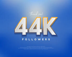 Colorful designs for 44k followers greetings, banners, posters, social media posts.