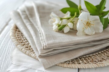 Poster - Pair of napkins on white linen