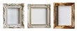 © Kuo - Top and close-up view of antique style, white, and wooden picture frame, on a isolated smooth white background...