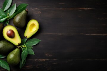 Wall Mural - Avocados on wooden table space for text