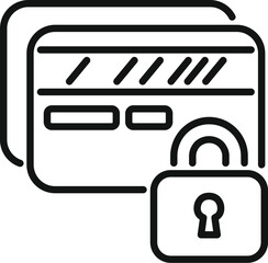 Canvas Print - Credit card lock icon outline vector. Document protect. Use private business