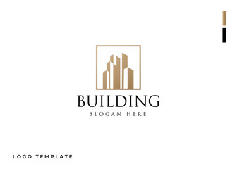 Wall Mural - Luxury and minimalist building logo with gold color design template