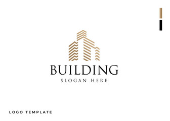 Wall Mural - Luxury and minimalist building logo with gold color design template