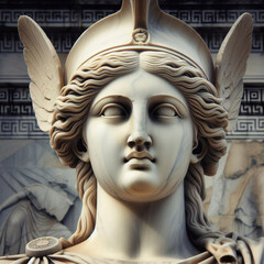 Illustration of a Renaissance marble statue of Athena. She is the Goddess of wisdom, warfare, and handicraft. Athena in Greek mythology, known as Minerva in Roman mythology.