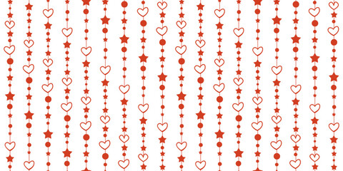 Aufkleber - Rows of hearts and stars. Vector pattern of repeating connected chains of hearts.