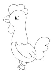 Wall Mural - vector of a cute cartoon chicken in black and white coloring pages