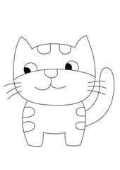 Wall Mural - vector of a cute cartoon Cat in black and white coloring pages