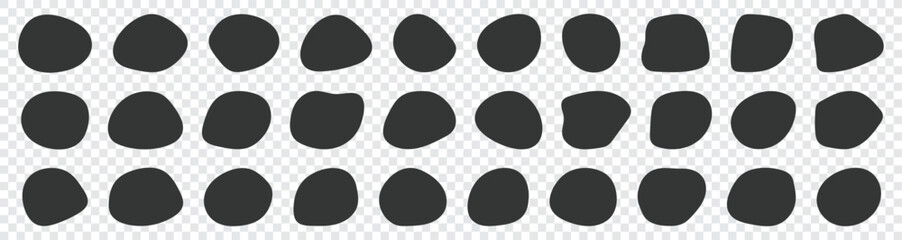 Blob shapes organic collection transparent vector design elements isolated. Abstract black stains shape vector set