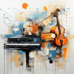 abstract art illustration of musical instruments