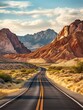 Nostalgic Route 66 Landscapes: Valley Road Trip Through Panoramic Mountains