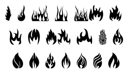 fire flames set icon PNG transparent