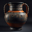 Ancient Greek vase isolated on black background. Antique amphora.
