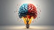 © Shahabuddin - Idea depiction of human brain creative 3d modern light bulb background