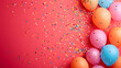 Vibrant balloons and confetti bring a burst of joy to the playful pink party, filling the scene with color and excitement