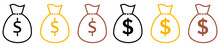 Money Bag Icons Investment, Finance, Money, Money Bag Fully Editable Vector Icons. Vector Illustration.