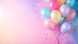 A vibrant display of celebration as a pink bouquet of balloons and confetti burst with joy and color