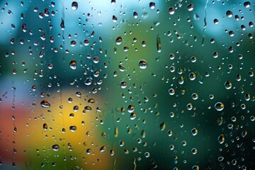 Raindrops on Glass on a Blurred Background,