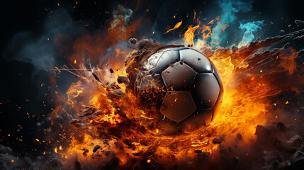 Wall Mural - burning soccer ball