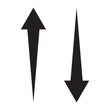 Simple up and down arrows. Upward, downward  arrows in black colour. Used in various webs ,templeates etc. Isolated in white background in eps 10.