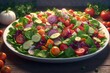 Fresh healthy vegetable salad on the big plate