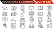 © Muhammad A. grapix - Education and E-Learning web icons in line style. School, university, textbook, learning. Vector illustration