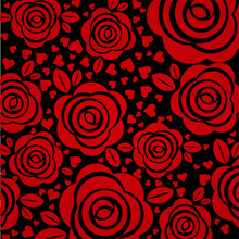 Red Black Floral Background Vector Illustration