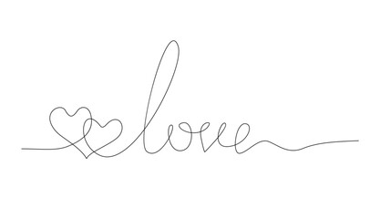 Wall Mural - Hearth love continuous line hand writing illustration template